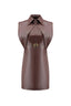 Leather Sculpt Dress - Brown
