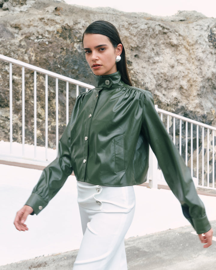 Olive High-Neck Jacket